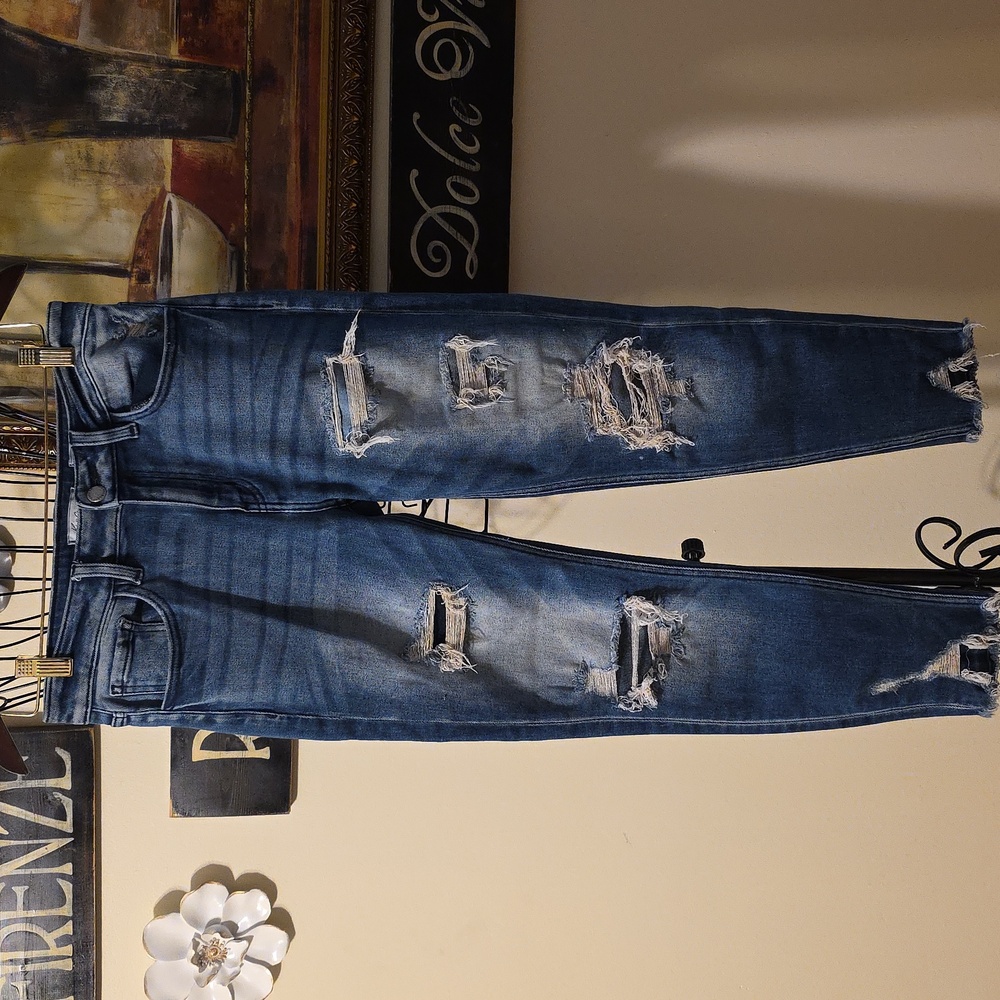 Rancan Mid Rise Ankle Skinny Women's Blue Jeans Waist Size 28